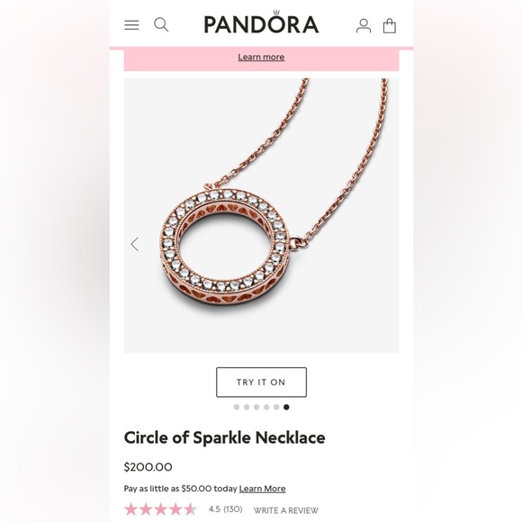 Pandora rose gold Circle of Sparkle Necklace - Picture 2 of 4